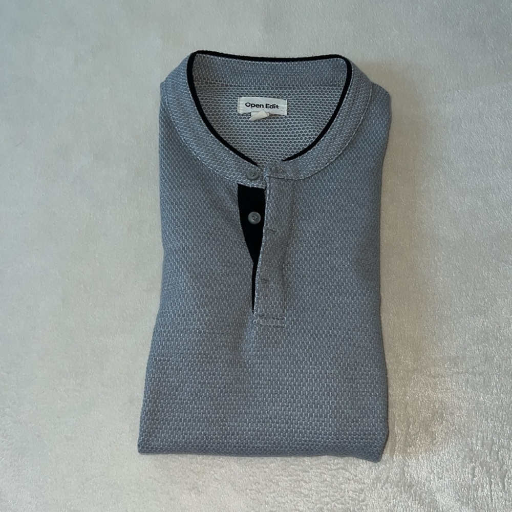 Open Edit Long Sleeve Henley Size Large